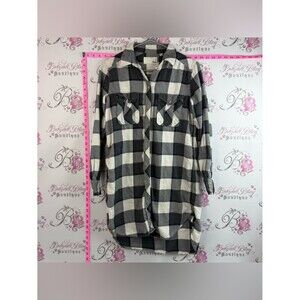 Wilfred free dress button up checkered soft Black and White Plaid Midi Dress